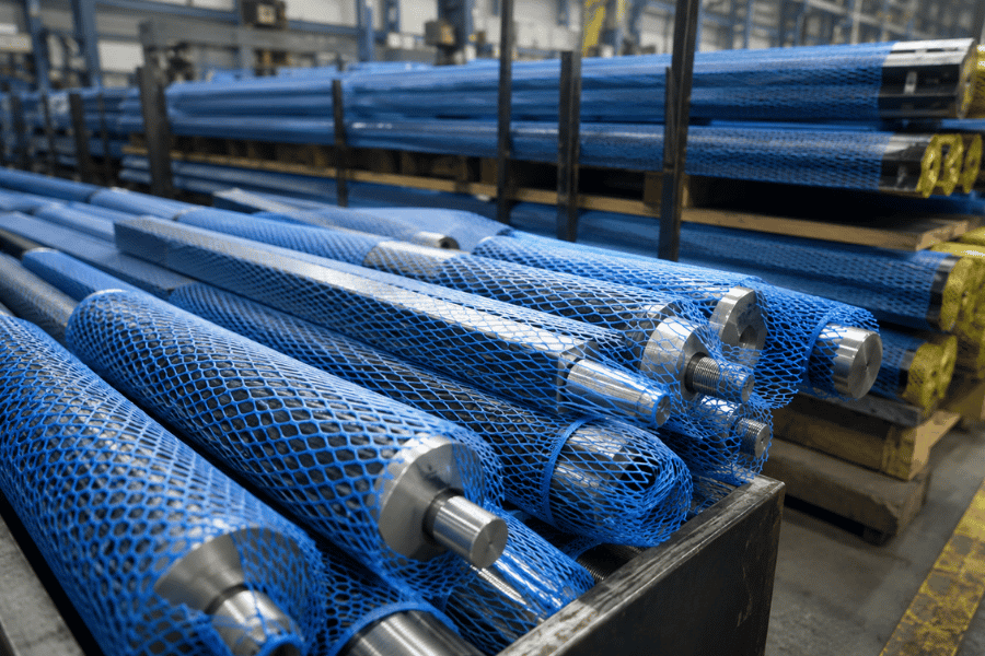 Buizen met blauwe bescherm kous